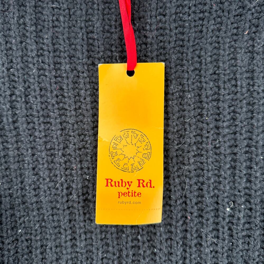 Ruby Rd Petite XL Beaded Neck Sweater Retro Bell Sleeve Chunky Knit NWT - Picture 6 of 7